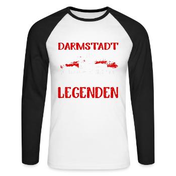 Darmstadt Der Geburtsort Von Legenden - Unisex Baseballshirt langarm - Weiß/Schwarz - Vorne - Nik (191cm)