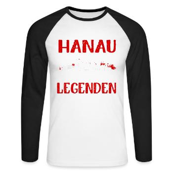 Hanau Der Geburtsort Von Legenden - Unisex Baseballshirt langarm - Weiß/Schwarz - Vorne - Nik (191cm)