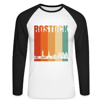 Rostock Skyline - Unisex Long Sleeve Baseball T-Shirt - white/black - Front - Nik (191cm)