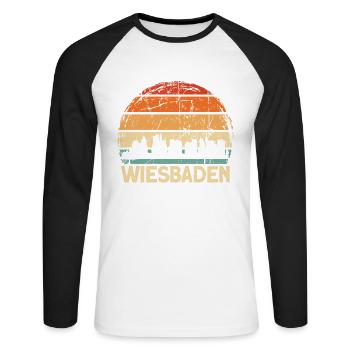 Wiesbaden Skyline - Unisex Long Sleeve Baseball T-Shirt - white/black - Front - Nik (191cm)
