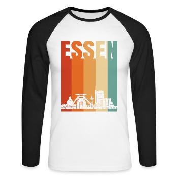 Eat - Unisex Long Sleeve Baseball T-Shirt - white/black - Front - Nik (191cm)