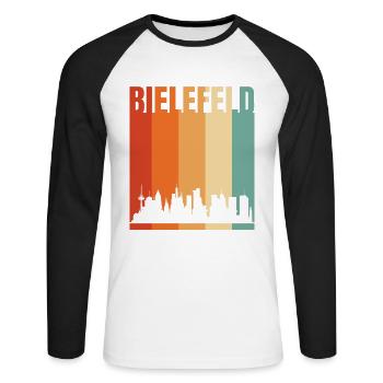 Bielefeld - Unisex Baseballshirt langarm - Weiß/Schwarz - Vorne - Nik (191cm)