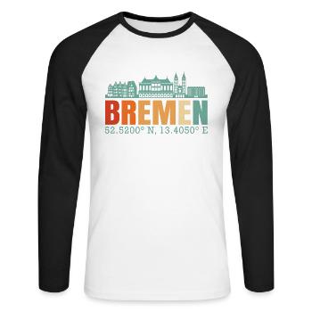 Brême - T-shirt baseball manches longues Homme - blanc/noir - Devant - Nik (191cm)