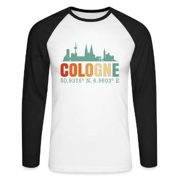 Cologne - T-shirt baseball manches longues Homme - blanc/noir - Devant - Nik (191cm)