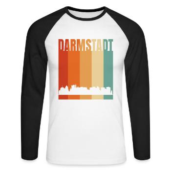 Darmstadt - T-shirt baseball manches longues Homme - blanc/noir - Devant - Nik (191cm)