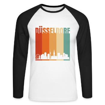 Dusseldorf - Unisex Long Sleeve Baseball T-Shirt - white/black - Front - Nik (191cm)