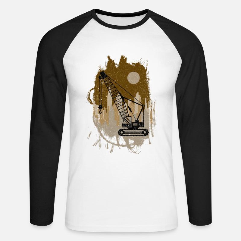 Kranführer Kran Geschenk - Unisex Baseballshirt langarm - Weiß/Schwarz
