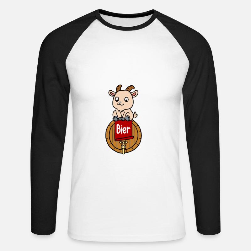 Bock Auf Bier - Unisex Baseballshirt langarm - Weiß/Schwarz