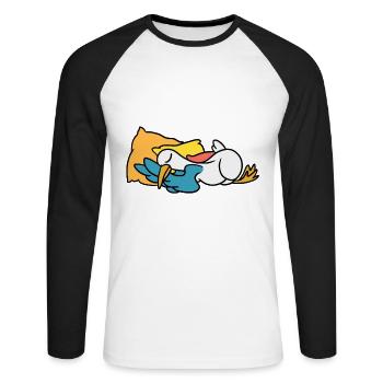 Der Wille War Da Nu Is Er Woanders - Unisex Baseballshirt langarm - Weiß/Schwarz - Vorne - Nik (191cm)