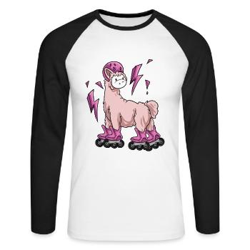 Inline Skating Inline Skating Gift - Unisex Long Sleeve Baseball T-Shirt - white/black - Front - Nik (191cm)