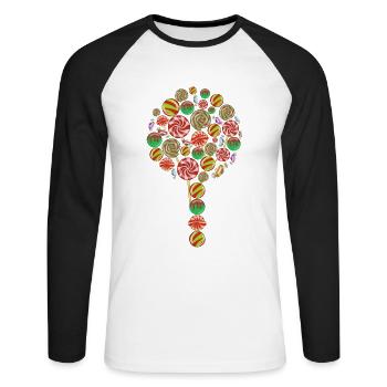 Lolly Candy Cadeau - T-shirt baseball manches longues Homme - blanc/noir - Devant - Nik (191cm)