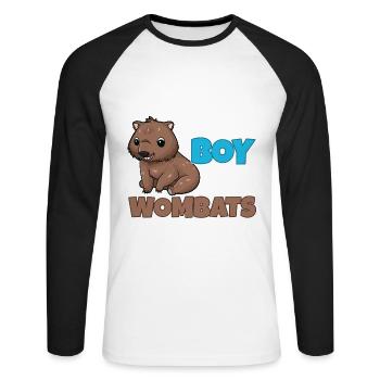 Wombat Wombats Plumbeutler Cadeau - T-shirt baseball manches longues Homme - blanc/noir - Devant - Nik (191cm)