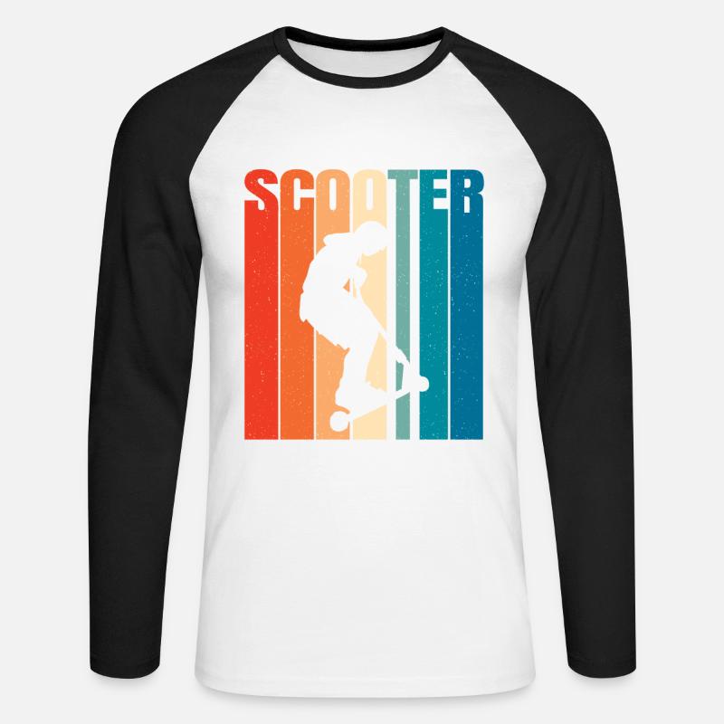 Scooter Roller Tretroller Geschenk - Unisex Baseballshirt langarm - Weiß/Schwarz
