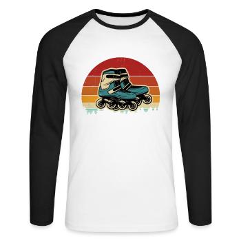 Inline Skating Inline Skating Gift - Unisex Long Sleeve Baseball T-Shirt - white/black - Front - Nik (191cm)