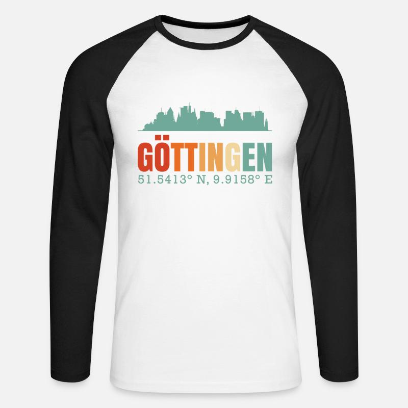 Göttingen - Unisex Baseballshirt langarm - Weiß/Schwarz