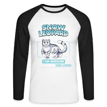 Schneeleopard - Unisex Baseballshirt langarm - Weiß/Schwarz - Vorne - Nik (191cm)