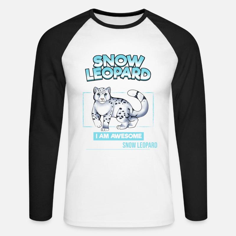 Schneeleopard - Unisex Baseballshirt langarm - Weiß/Schwarz