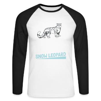 Schneeleopard - Unisex Baseballshirt langarm - Weiß/Schwarz - Vorne - Nik (191cm)