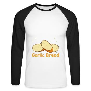 Garlic Garlic Bread Food Gift - Unisex Long Sleeve Baseball T-Shirt - white/black - Front - Nik (191cm)