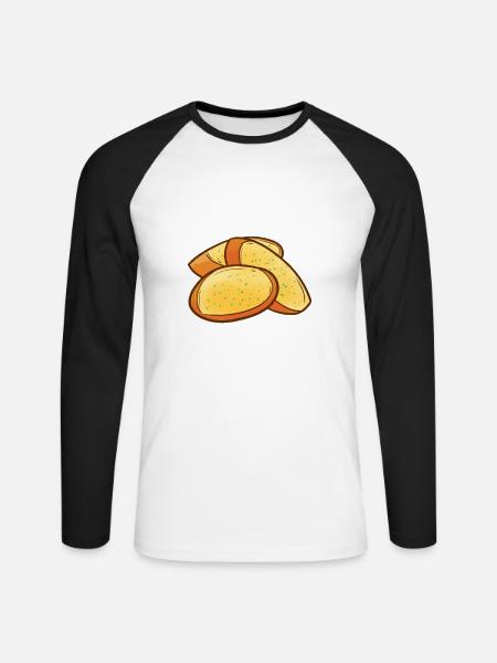 Knoblauch Knoblauchbrot Essen Geschenk - Unisex Baseballshirt langarm - Weiß/Schwarz
