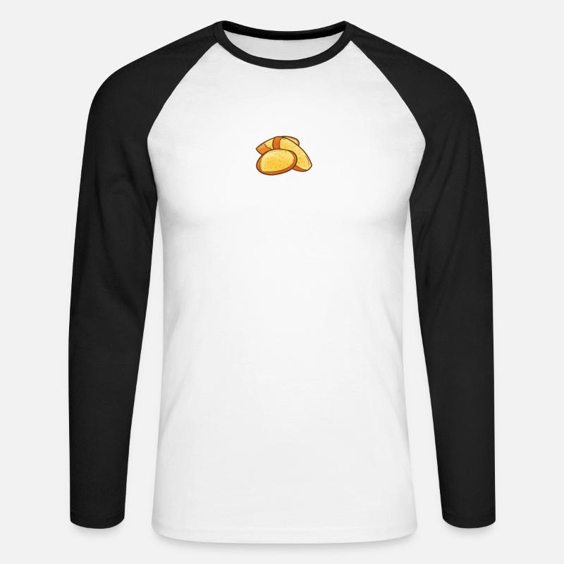 Knoblauch Knoblauchbrot Essen Geschenk - Unisex Baseballshirt langarm - Weiß/Schwarz