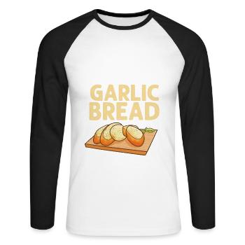 Garlic Garlic Bread Food Gift - Unisex Long Sleeve Baseball T-Shirt - white/black - Front - Nik (191cm)