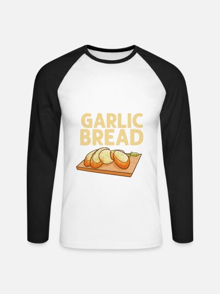 Knoblauch Knoblauchbrot Essen Geschenk - Unisex Baseballshirt langarm - Weiß/Schwarz