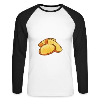 Ail Ail Pain Pain Cadeau alimentaire - T-shirt baseball manches longues Homme - blanc/noir - Devant - Nik (191cm)