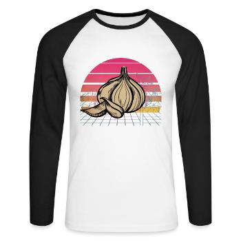Garlic Garlic Bread Food Gift - Unisex Long Sleeve Baseball T-Shirt - white/black - Front - Nik (191cm)