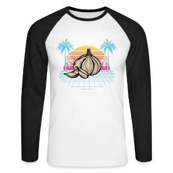 Garlic Garlic Bread Food Gift - Unisex Long Sleeve Baseball T-Shirt - white/black - Front - Nik (191cm)