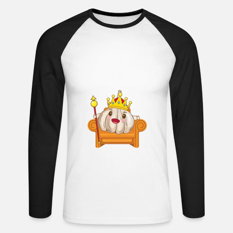 Knoblauch Knoblauchbrot Essen Geschenk - Unisex Baseballshirt langarm - Weiß/Schwarz