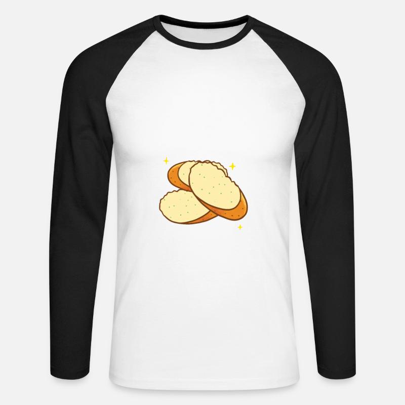 Knoblauch Knoblauchbrot Essen Geschenk - Unisex Baseballshirt langarm - Weiß/Schwarz