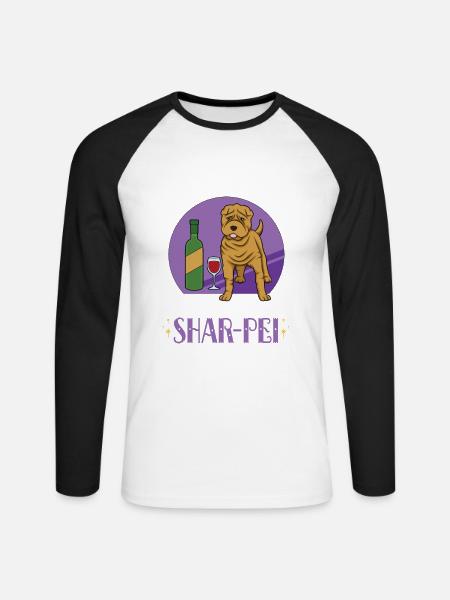 Chinese Shar Pei - Unisex Baseballshirt langarm - Weiß/Schwarz