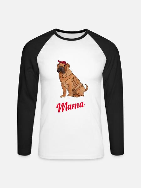 Chinese Shar Pei - Unisex Baseballshirt langarm - Weiß/Schwarz