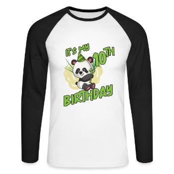 C’est mon Panda de 10 ans - T-shirt baseball manches longues Homme - blanc/noir - Devant - Nik (191cm)