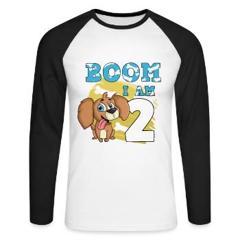 2. Geburtstag Hund - Unisex Baseballshirt langarm - Weiß/Schwarz - Vorne - Nik (191cm)