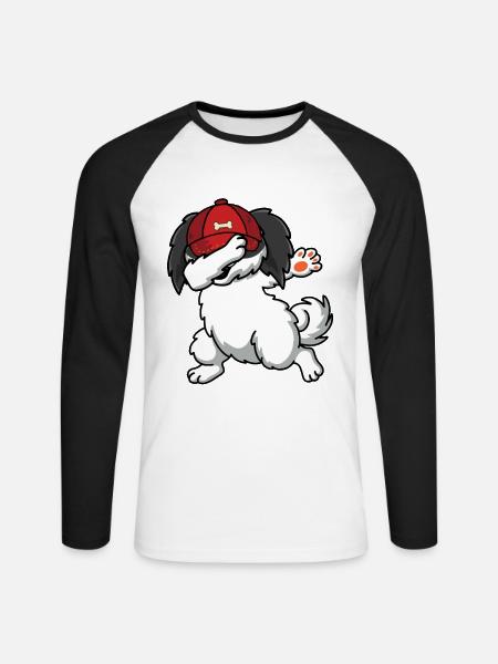 Shih Tzu - Unisex Long Sleeve Baseball T-Shirt - white/black