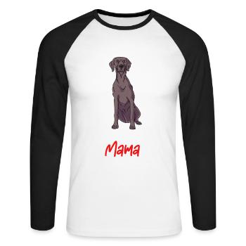 Weimaraner - Unisex Baseballshirt langarm - Weiß/Schwarz - Vorne - Nik (191cm)