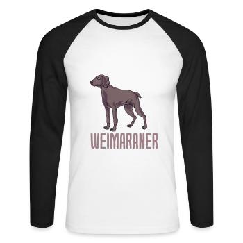 Weimaraner - Unisex Baseballshirt langarm - Weiß/Schwarz - Vorne - Nik (191cm)