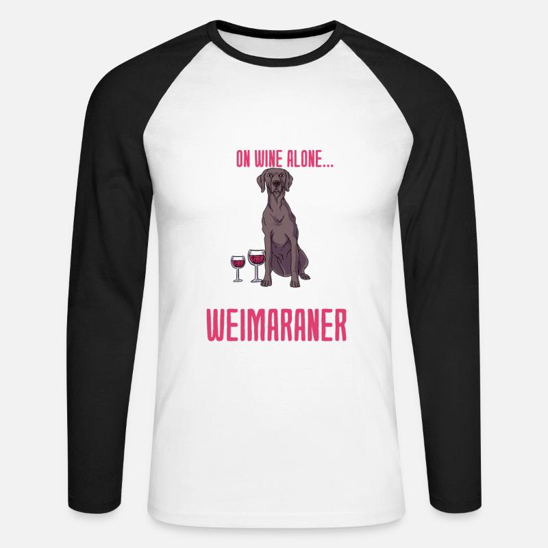 Weimaraner - Unisex Baseballshirt langarm - Weiß/Schwarz