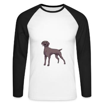 Weimaraner - Unisex Baseballshirt langarm - Weiß/Schwarz - Vorne - Nik (191cm)