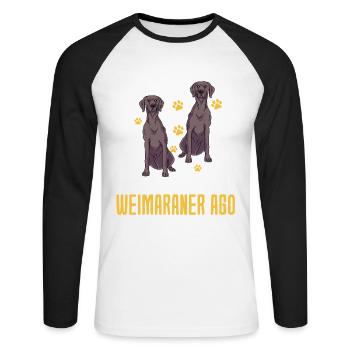 Weimaraner - Unisex Baseballshirt langarm - Weiß/Schwarz - Vorne - Nik (191cm)