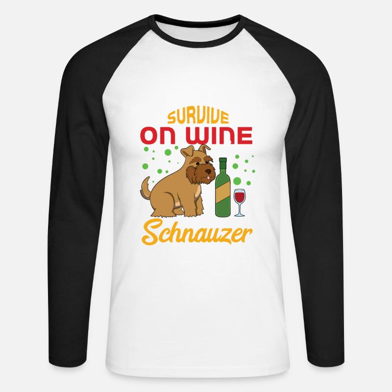 Zwergschnauzer - Unisex Baseballshirt langarm - Weiß/Schwarz