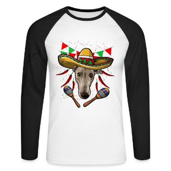 Cinco De Mayo Greyhound - T-shirt baseball manches longues Homme - blanc/noir - Devant - Nik (191cm)