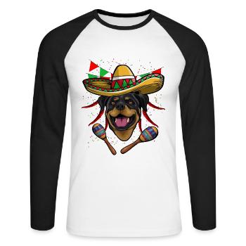Cinco De Mayo Rottweiler - Unisex Long Sleeve Baseball T-Shirt - white/black - Front - Nik (191cm)