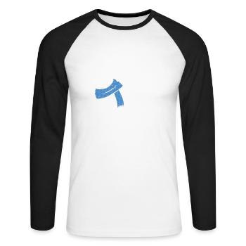 Bouvier australien - T-shirt baseball manches longues Homme - blanc/noir - Devant - Nik (191cm)
