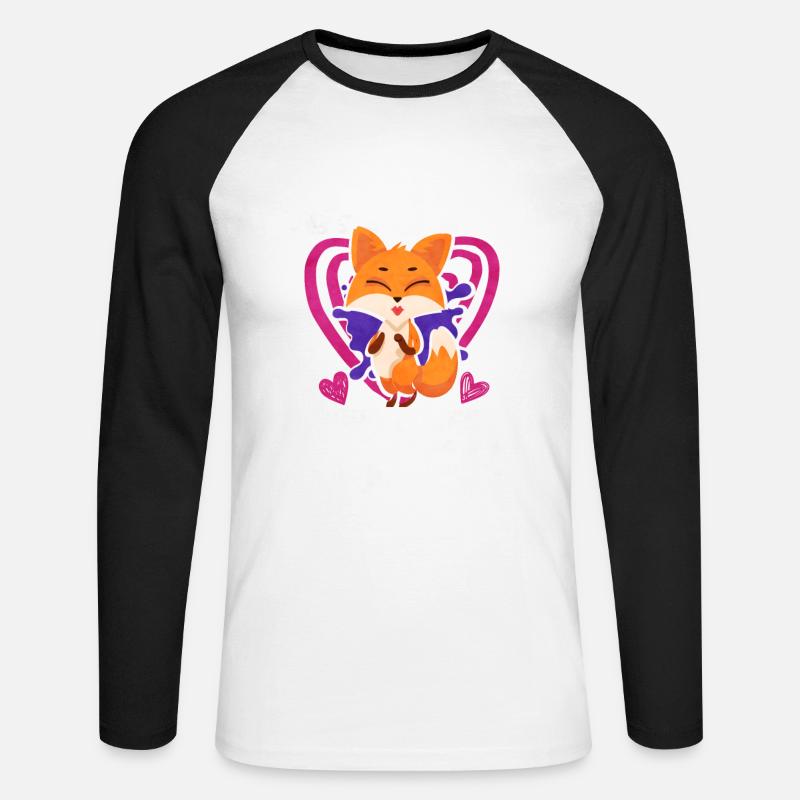Nur ein Mädchen das Füchse liebt - Unisex Baseballshirt langarm - Weiß/Schwarz