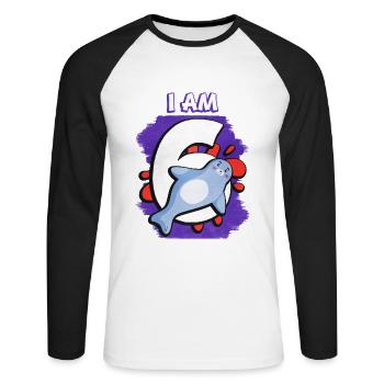Ich Bin 6 Robbe - Unisex Baseballshirt langarm - Weiß/Schwarz - Vorne - Nik (191cm)