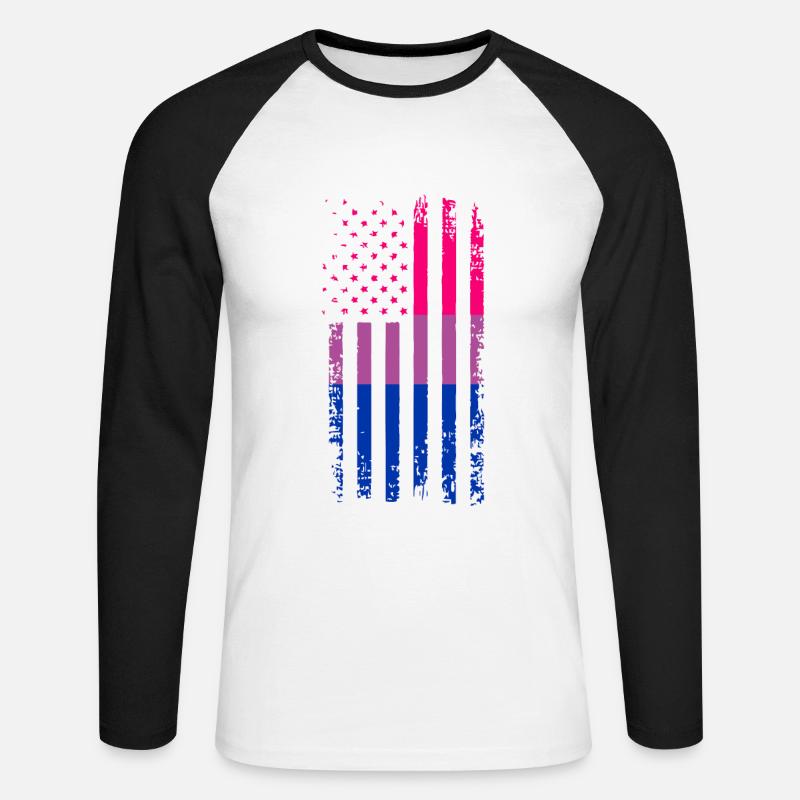 Bisexual Pride Flagge Geschenk - Unisex Baseballshirt langarm - Weiß/Schwarz