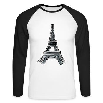 Eiffelturm Kostüm - Unisex Baseballshirt langarm - Weiß/Schwarz - Vorne - Nik (191cm)